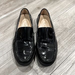 Tod’s Black Patent Leather Tonal Stitching Loafers Size 37
